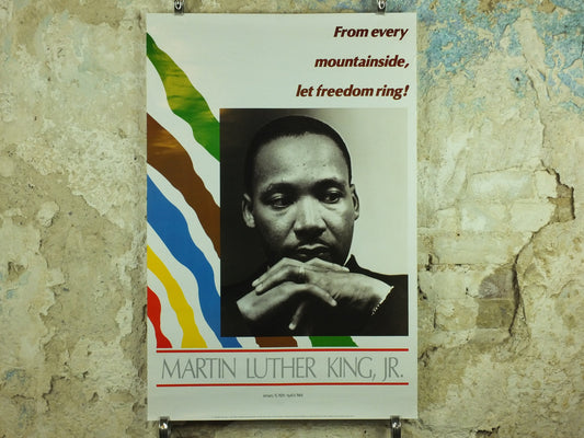 Martin Luther King Poster, From every mountainside let freedom ring, MLK by Carol Livingston, civil rights movement, wall art decor 1980s