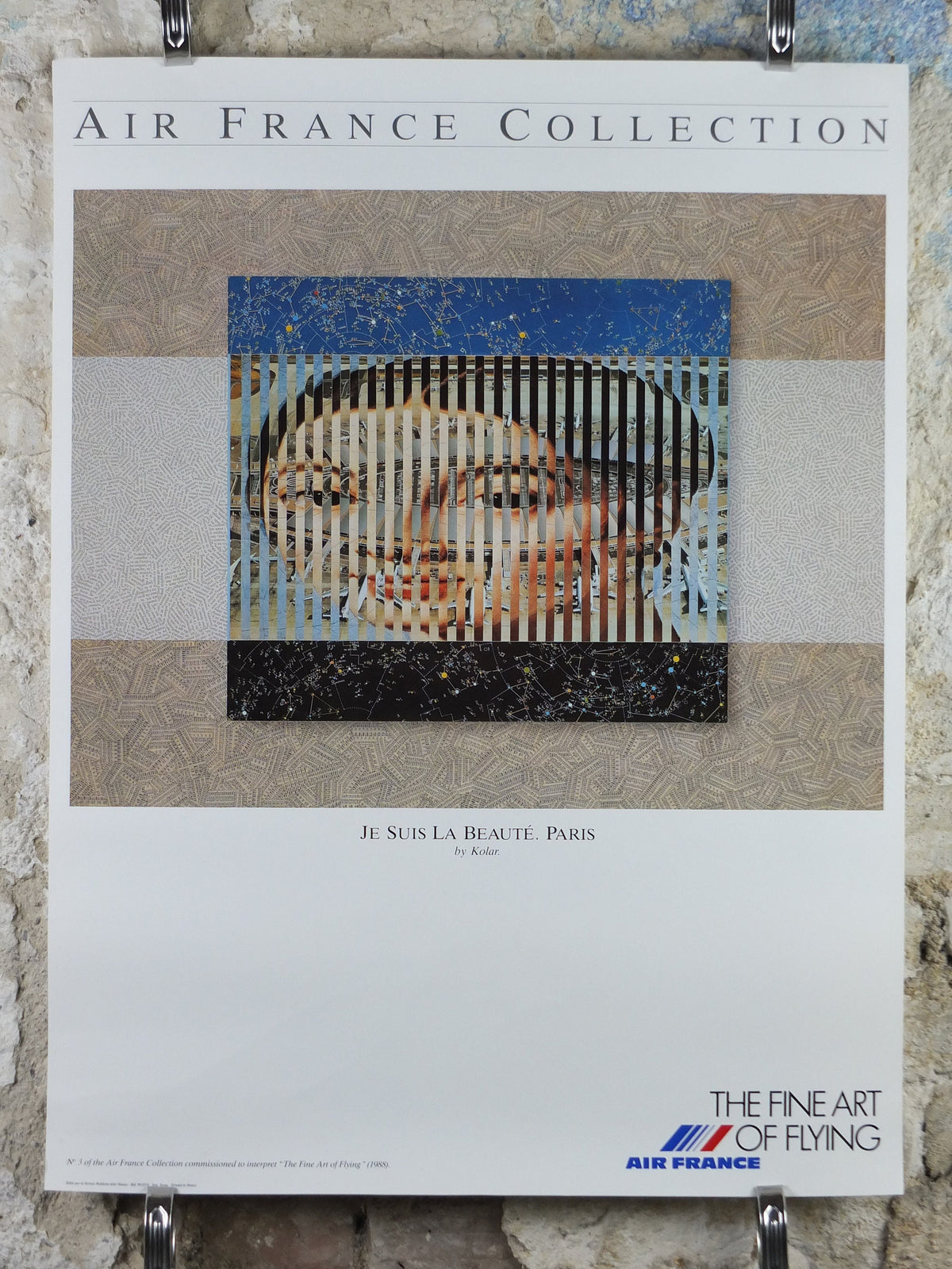 1988 Air France Collection Poster, Je suis la beaute. Paris by Kolar, Modernism, Commemorative Edition, Aviation, tourism vacation wall art