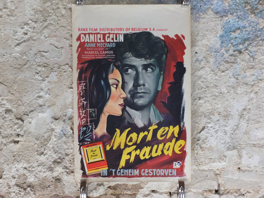 Original Vintage Belgian Movie Poster 1950s Death in Saigon mid century murder Fifties 50s wall art affiche de film