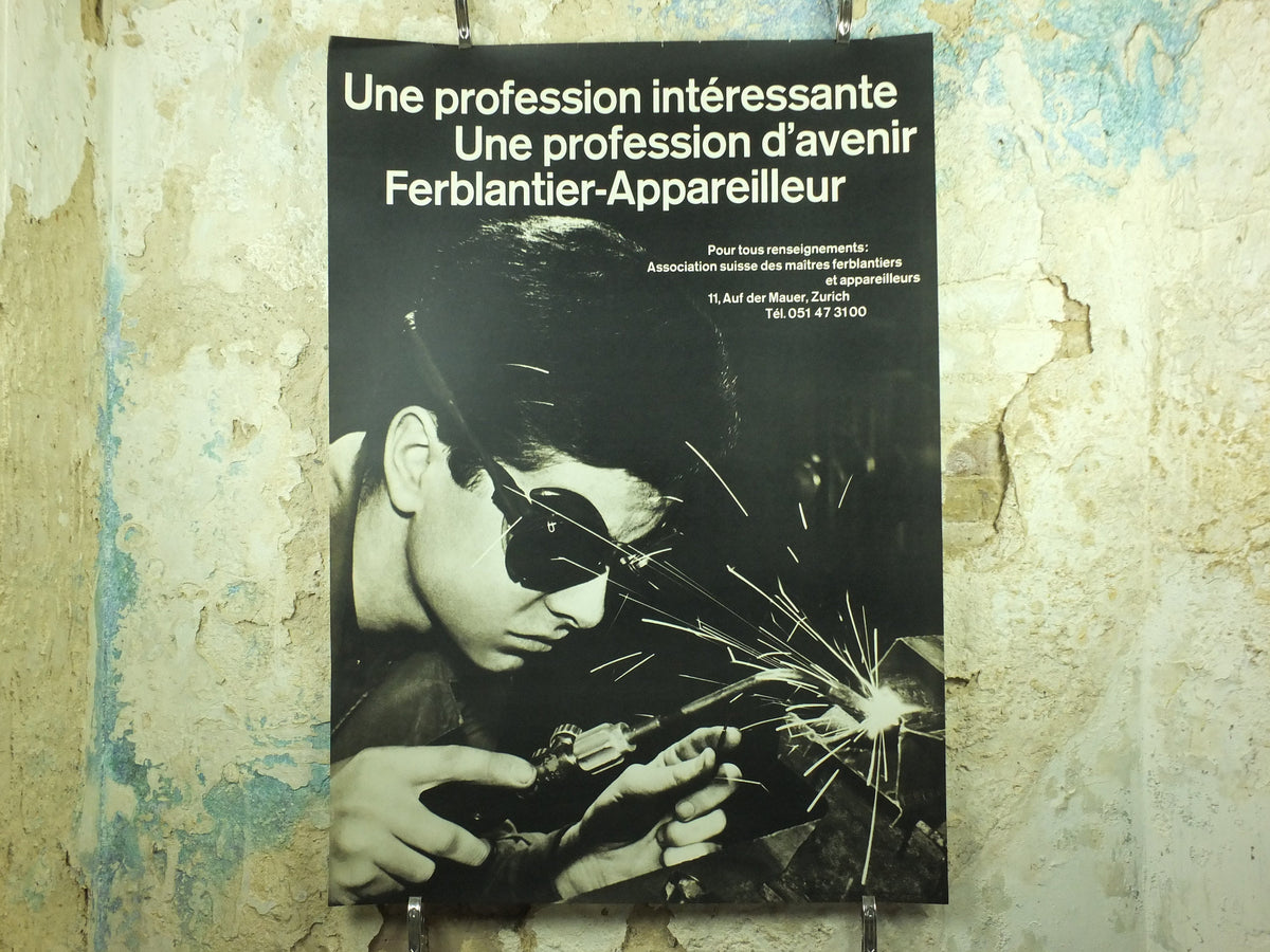 Vintage Apprentice Poster, Apprenticeship, welding and fitting profession, 1965 advertising poster, wall art retro 1960s