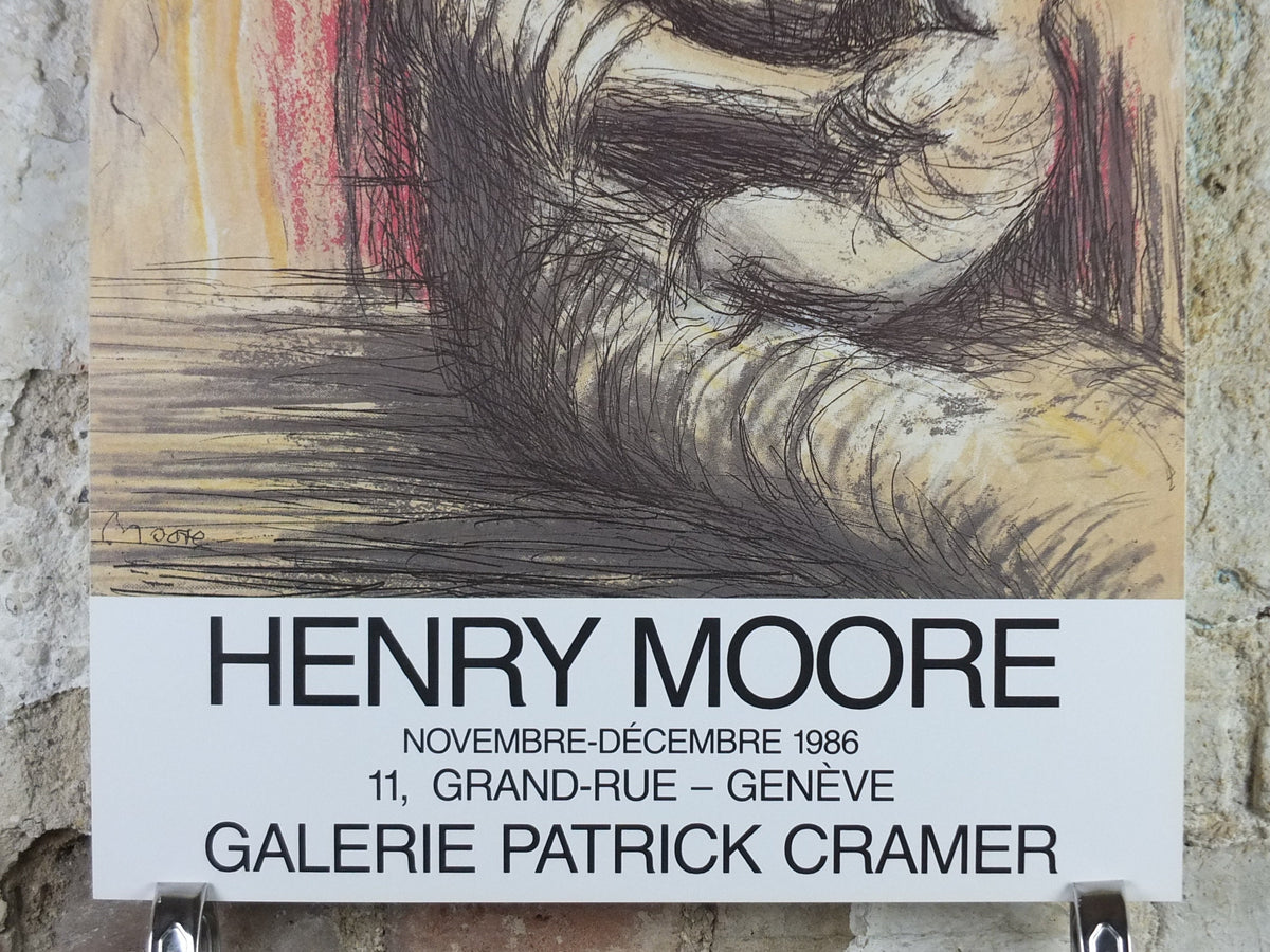 1986 Henry Moore Poster, Mother and Child, amazing condition, bronze sculpture, modernism, gallery exhibition wall art 1980s