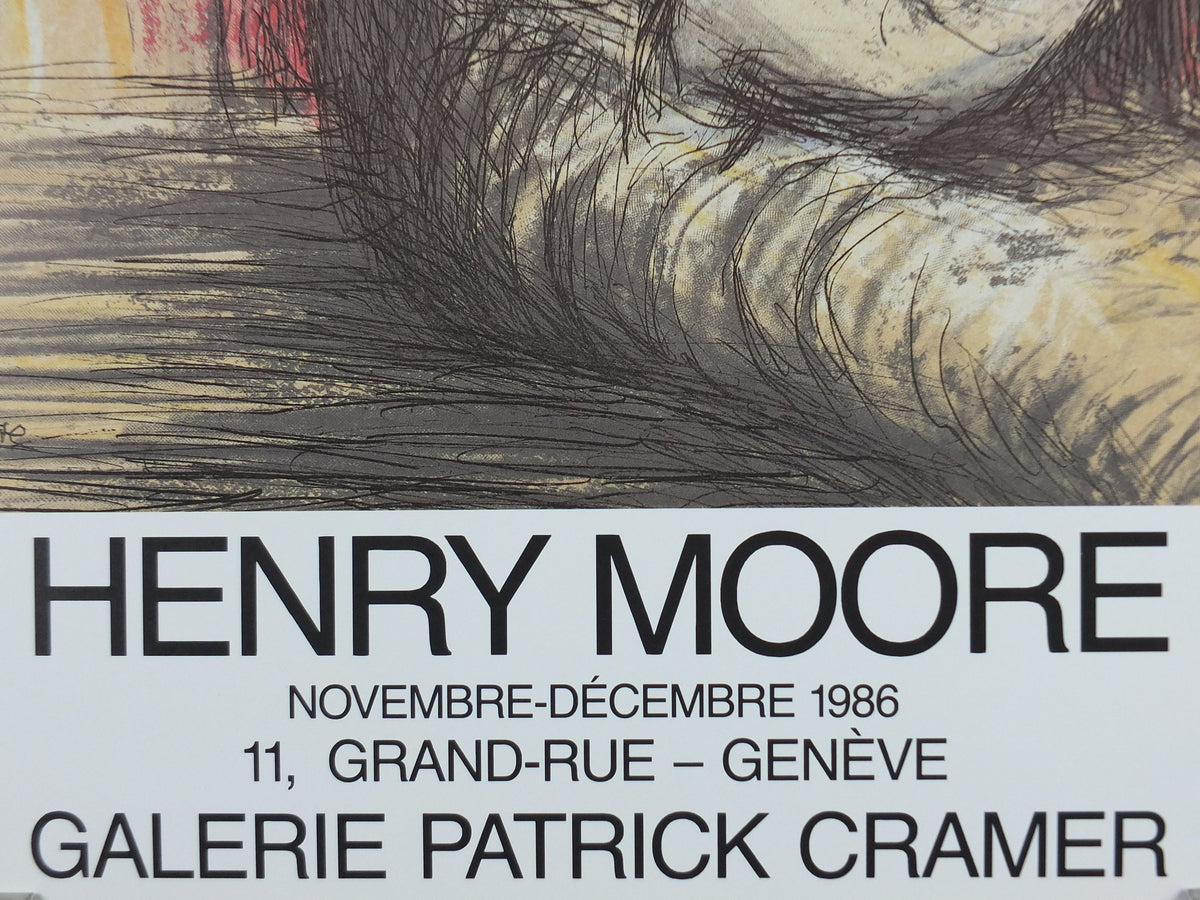 1986 Henry Moore Poster, Mother and Child, amazing condition, bronze sculpture, modernism, gallery exhibition wall art 1980s