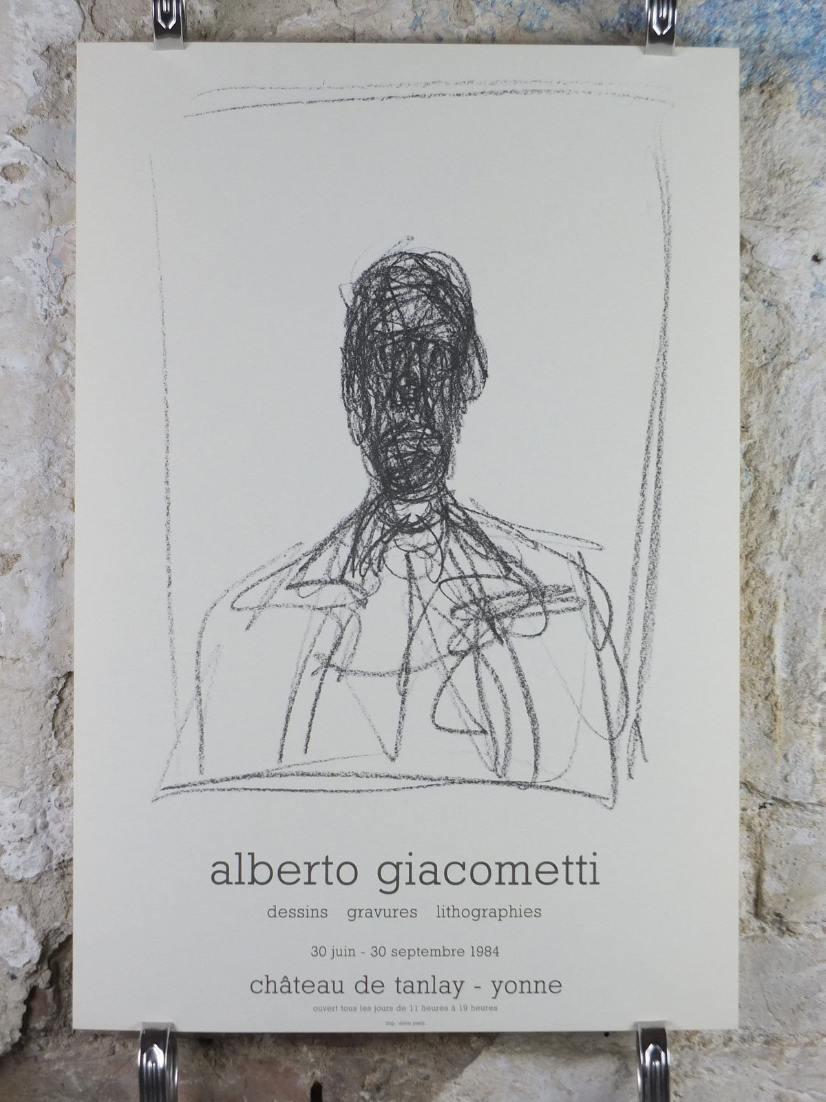 1984 Alberto Giacometti Poster, Head of a Man 1955, amazing condition, Surrealism, Expressionism, Cubism, gallery exhibition wall art 1980s