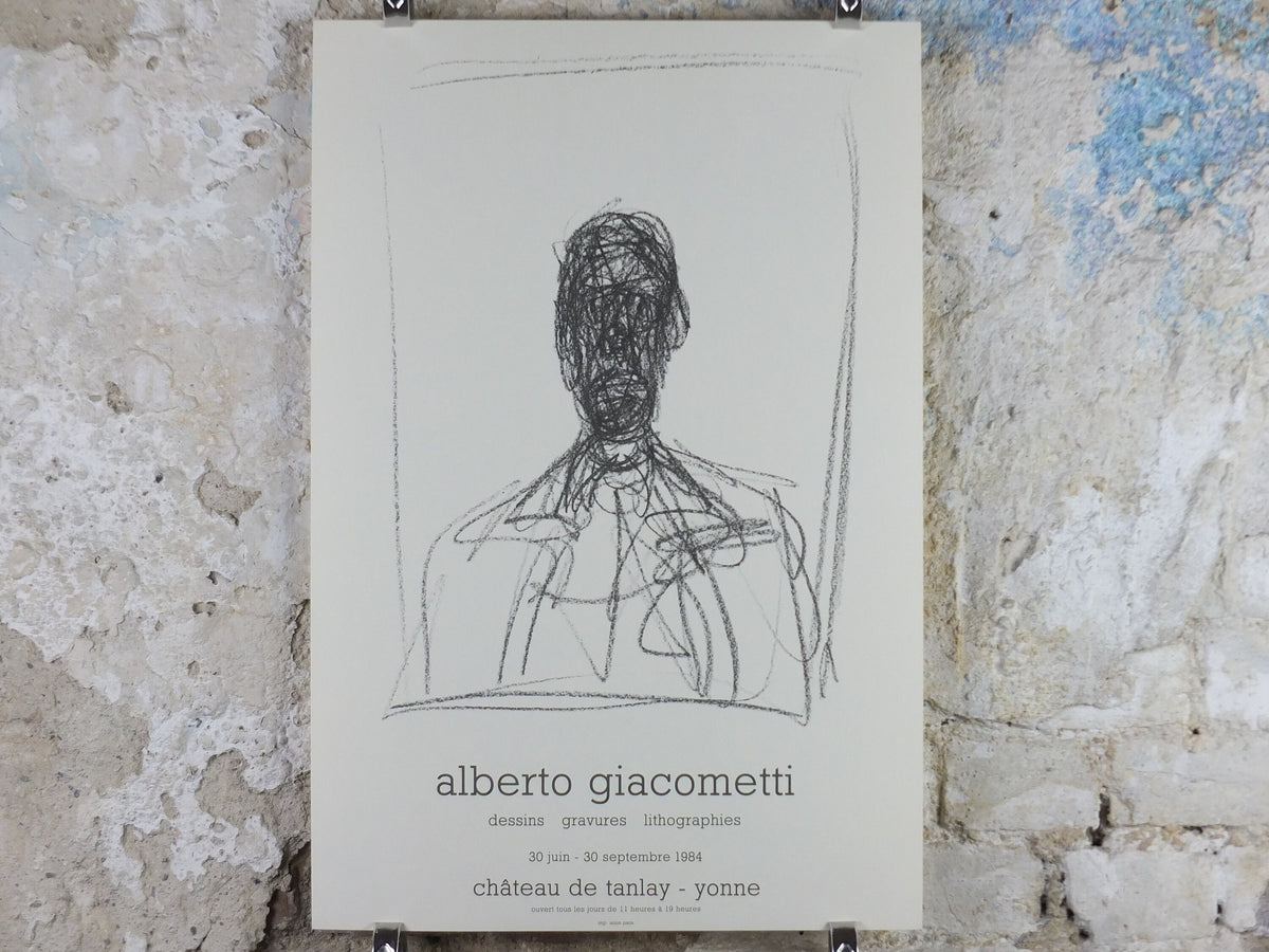1984 Alberto Giacometti Poster, Head of a Man 1955, amazing condition, Surrealism, Expressionism, Cubism, gallery exhibition wall art 1980s