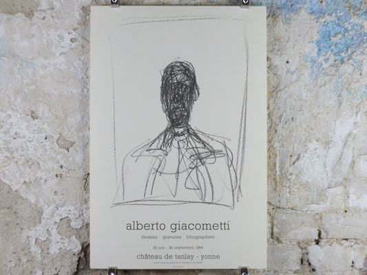 1984 Alberto Giacometti Poster, Head of a Man 1955, amazing condition, Surrealism, Expressionism, Cubism, gallery exhibition wall art 1980s