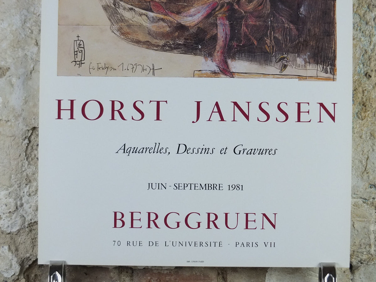 1981 Horst Janssen Poster, Dried Lillies, amazing condition, lithography and print making, gallery exhibition wall art 1980s
