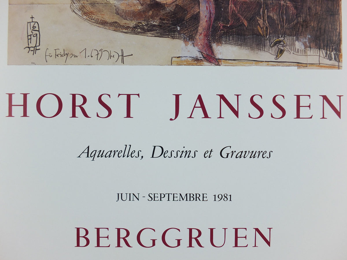 1981 Horst Janssen Poster, Dried Lillies, amazing condition, lithography and print making, gallery exhibition wall art 1980s