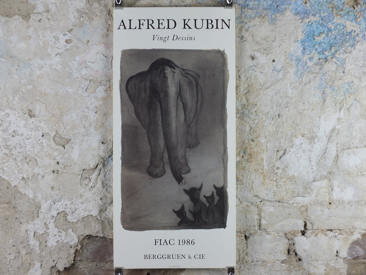 1986 Alfred Kubin Poster, The Elephant, amazing condition, Surrealism, Expressionism, gallery exhibition wall art 1980s