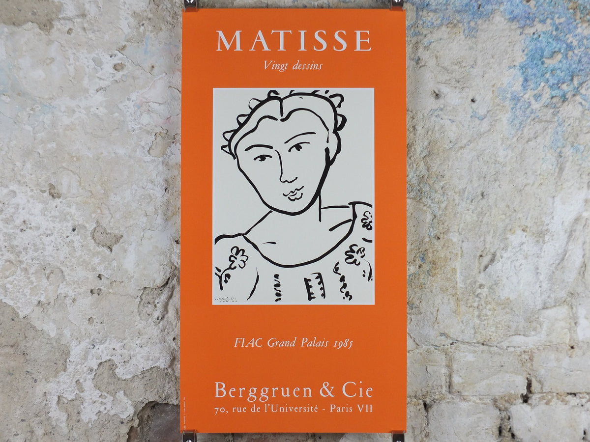1985 Henri Matisse Poster, Woman's Face 1947, amazing condition, Fauvism, Modernism, Post-Impressionism, gallery exhibition wall art 1980s