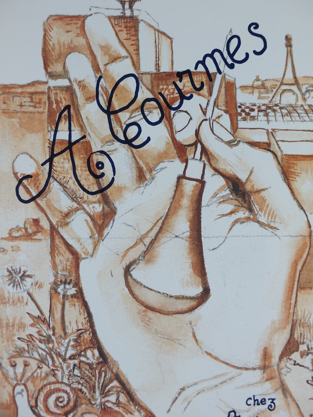 1986 Alfred Courmes Poster, The Engravers, amazing condition, Surrealism, Expressionism, gallery exhibition wall art 1980s