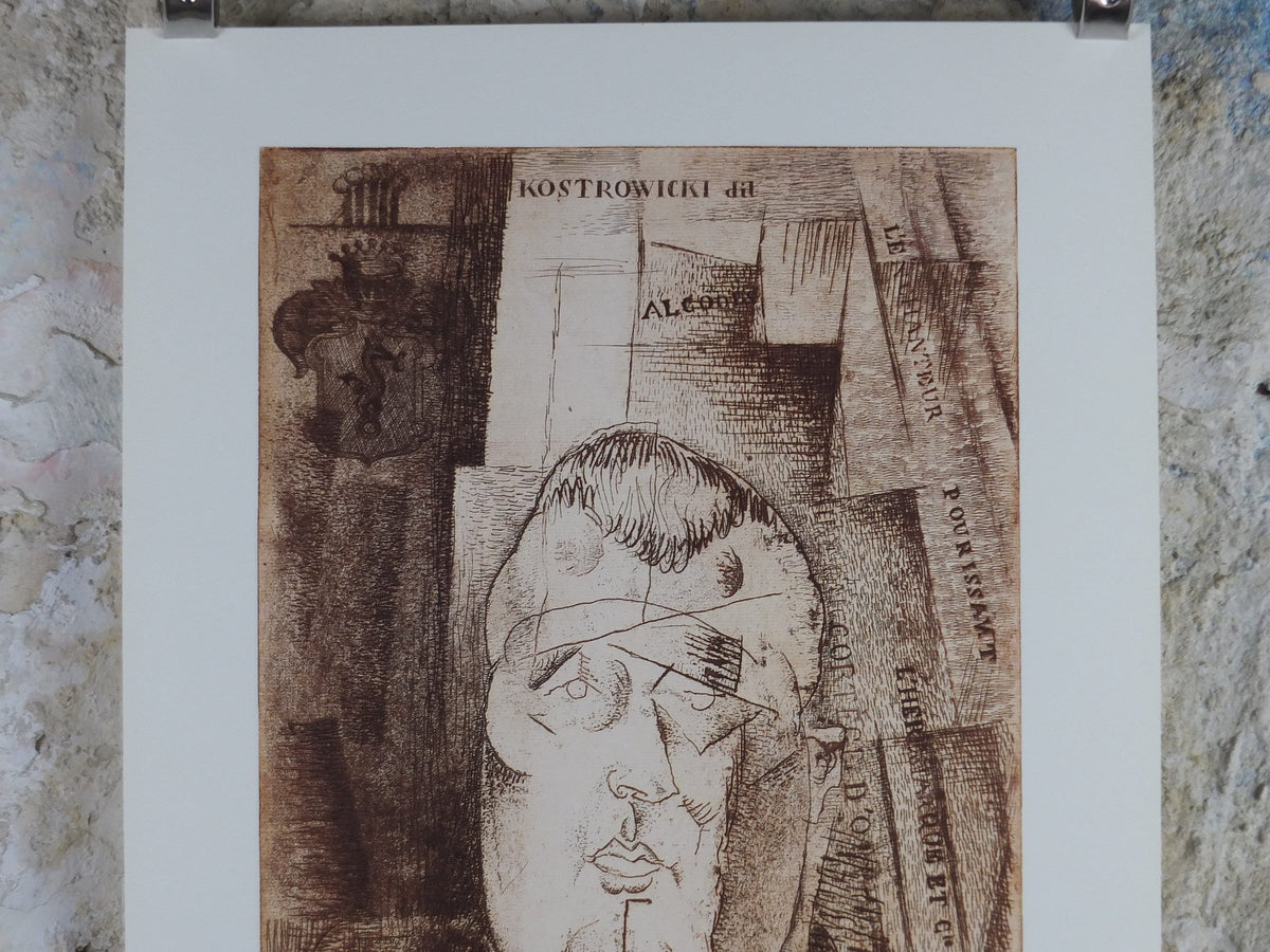 1985 Louis Marcoussis Poster, Guillaume Apollinaire, amazing condition, Engravings, gallery exhibition wall art 1980s