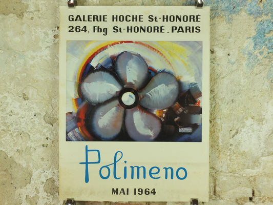 Vintage Paolo Polimeno Poster, 1964 Paris exhibition, Iranian painter, wall art, 1960s