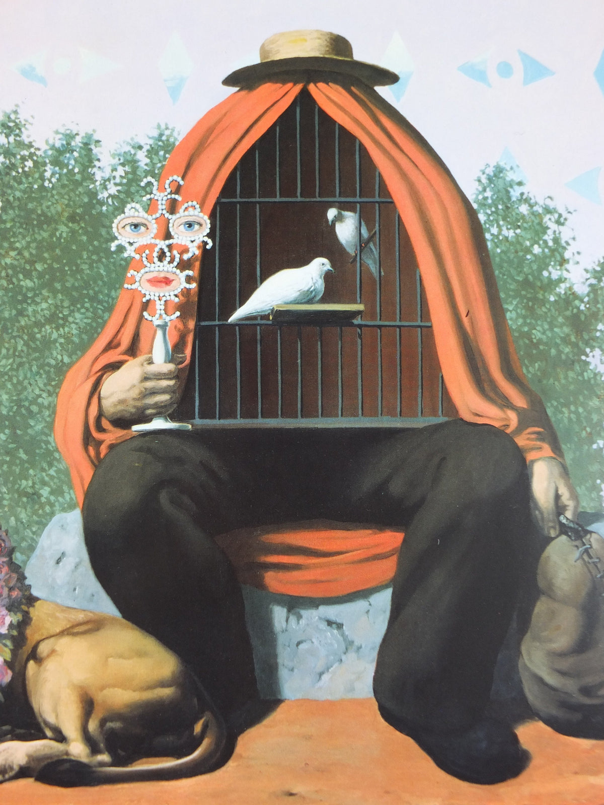 1988 Rene Magritte Poster, le Domaine Enchante, the Healer, amazing condition, sculpture surrealism, gallery exhibition wall art 1980s