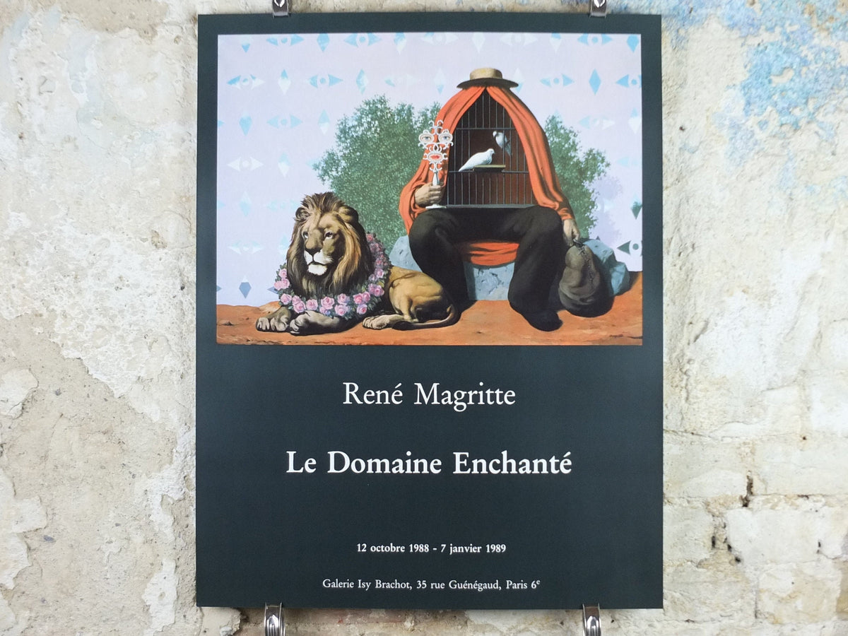 1988 Rene Magritte Poster, le Domaine Enchante, the Healer, amazing condition, sculpture surrealism, gallery exhibition wall art 1980s