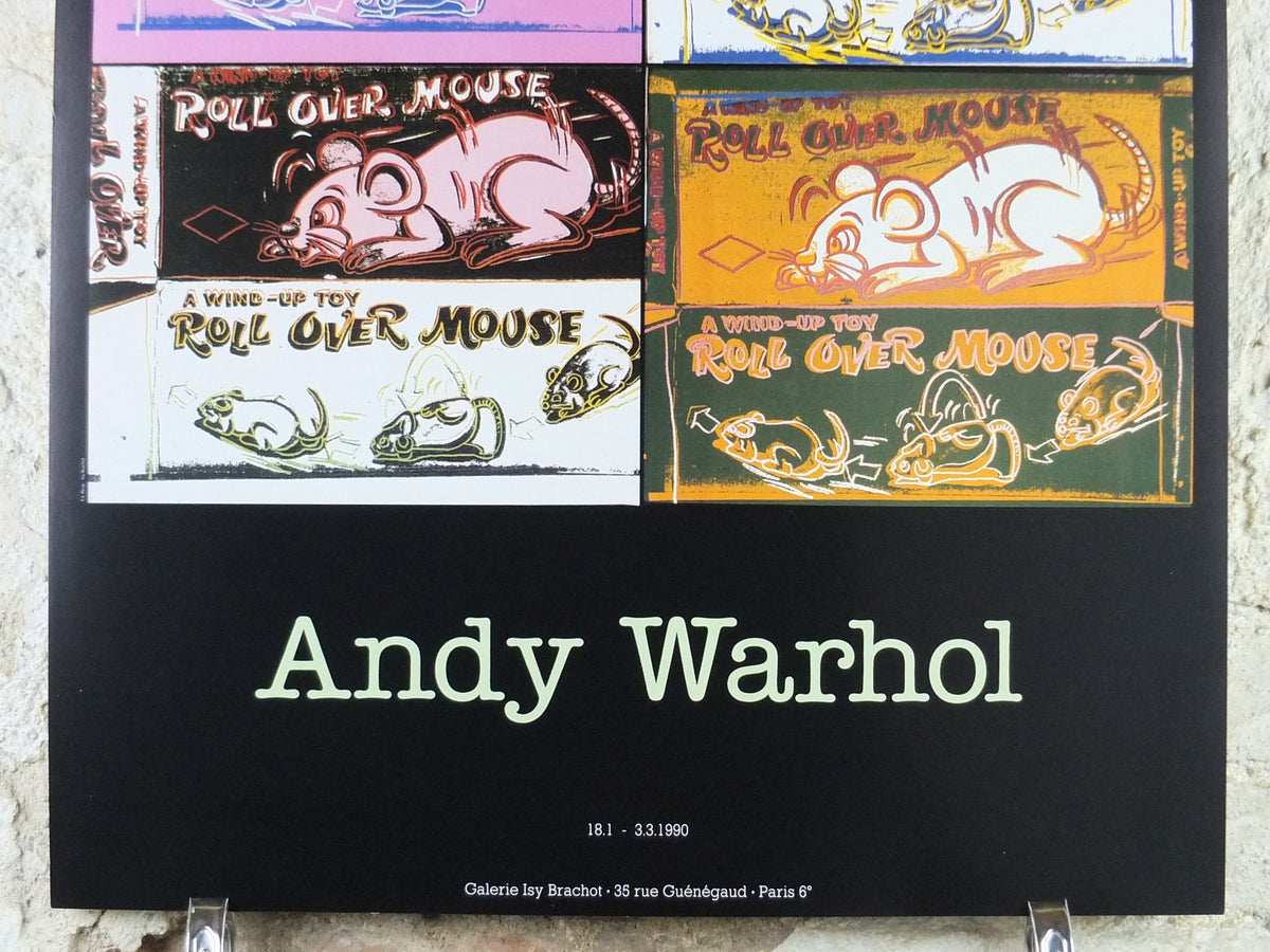 1990 Andy Warhol Poster, Toy Series 1983, Wind up Toy Roll over Mouse, amazing condition, pop art, gallery exhibition wall art 1990s