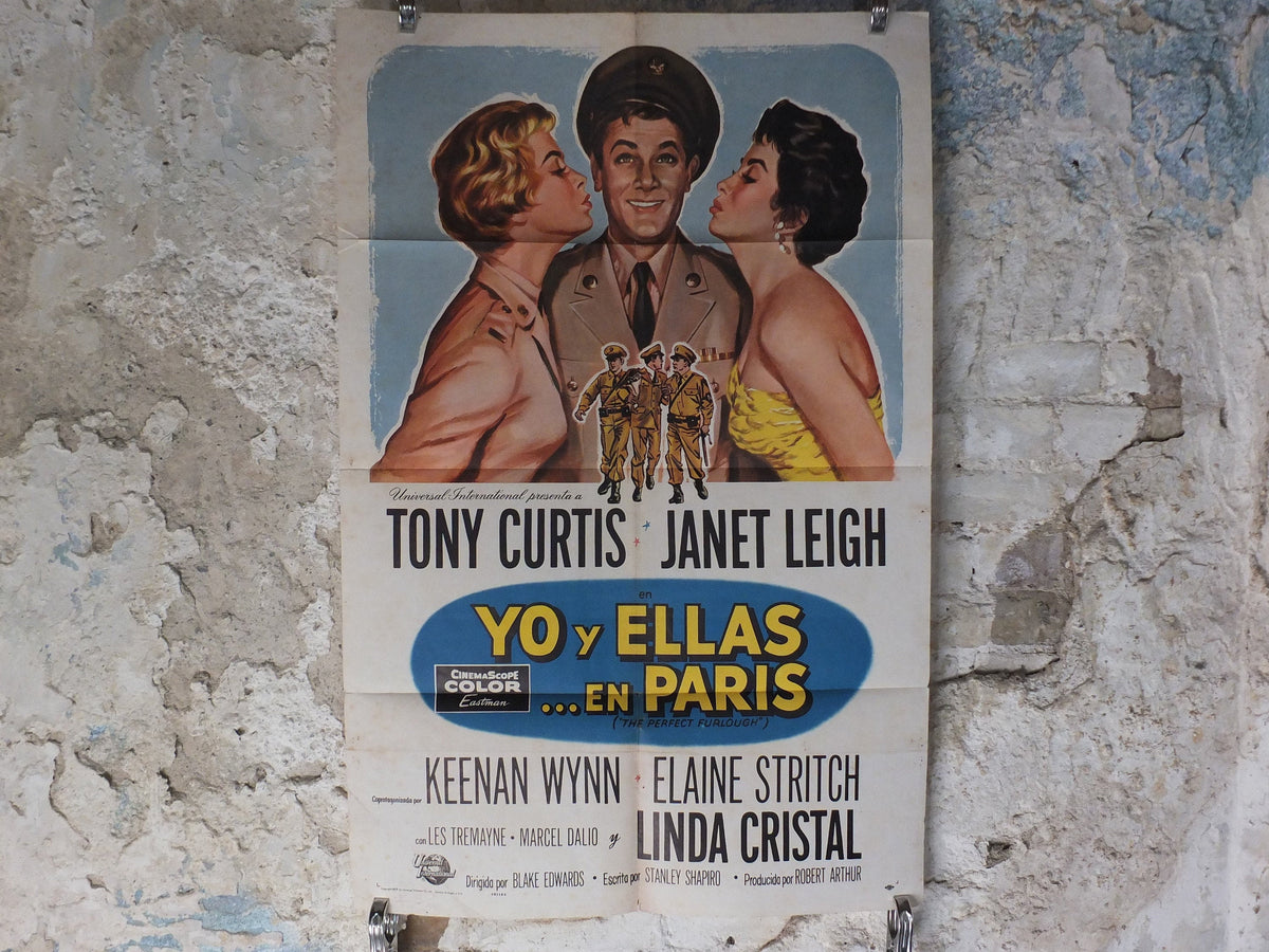 Original Vintage Movie Poster The Perfect Furlong Spanish Tony Curtis Janet Leigh 1958 1950s wall art US one sheet cinema film memorabilia