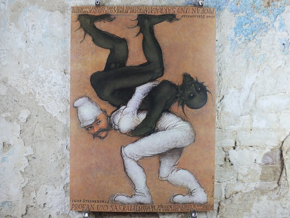 1980s Profane and Sacred Poster, by Mieczyslaw Gorowski, Profan und Sakral, expressionism, theatre musical advertising print, wall art 1980s