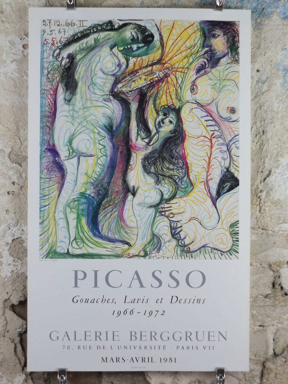 1981 Pablo Picasso Poster, Trois Nus a la Toilette, Late Period Neo-Expressionism, amazing condition, Spanish painter, wall art decor