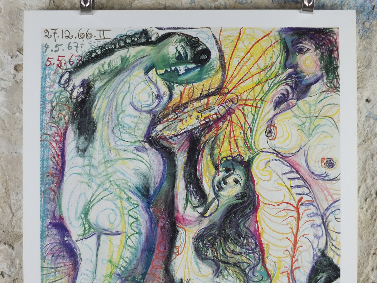 1981 Pablo Picasso Poster, Trois Nus a la Toilette, Late Period Neo-Expressionism, amazing condition, Spanish painter, wall art decor