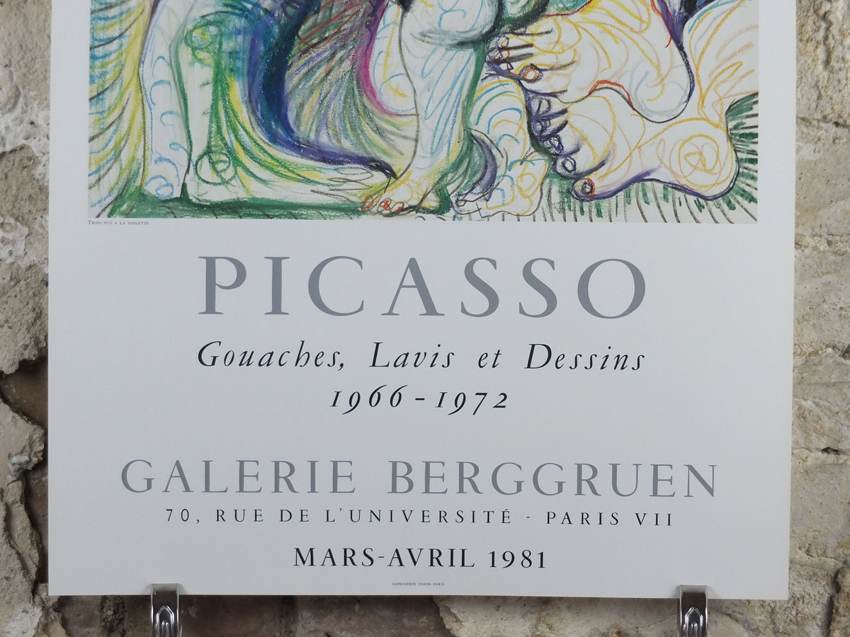 1981 Pablo Picasso Poster, Trois Nus a la Toilette, Late Period Neo-Expressionism, amazing condition, Spanish painter, wall art decor