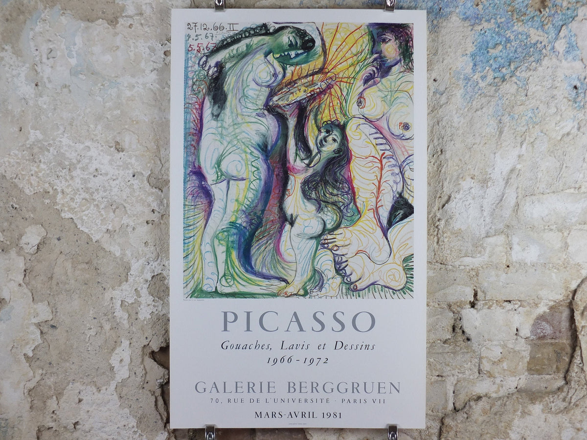 1981 Pablo Picasso Poster, Trois Nus a la Toilette, Late Period Neo-Expressionism, amazing condition, Spanish painter, wall art decor