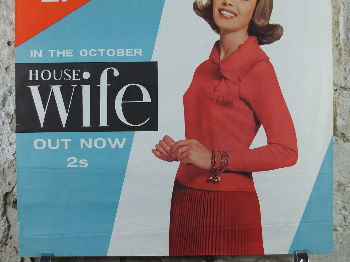 1950s The Housewife Newsagent Poster, Sweater and Scarf set, an anachronism from yesterday, magazine media print wall art retro