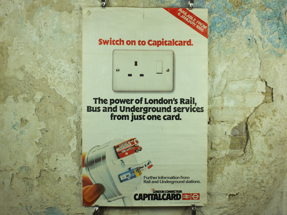 Vintage Tube London Underground Poster, 1980s Capitalcard 1985, authentic London history, travel and tourism tourist wall art