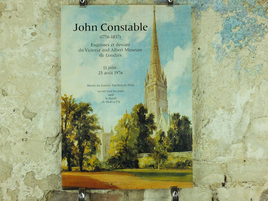 Vintage John Constable Poster, Louvre exhibition in 1976 from the Victoria & Albert Museum, gallery exhibition wall art