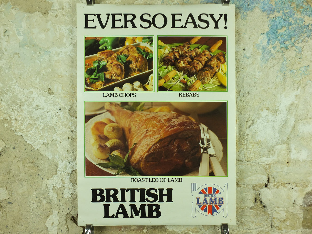 Vintage British Lamb Poster, patriotic kitchenalia for your kitchen wall, wall art retro 1970s