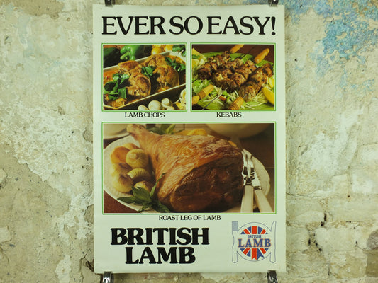 Vintage British Lamb Poster, patriotic kitchenalia for your kitchen wall, wall art retro 1970s