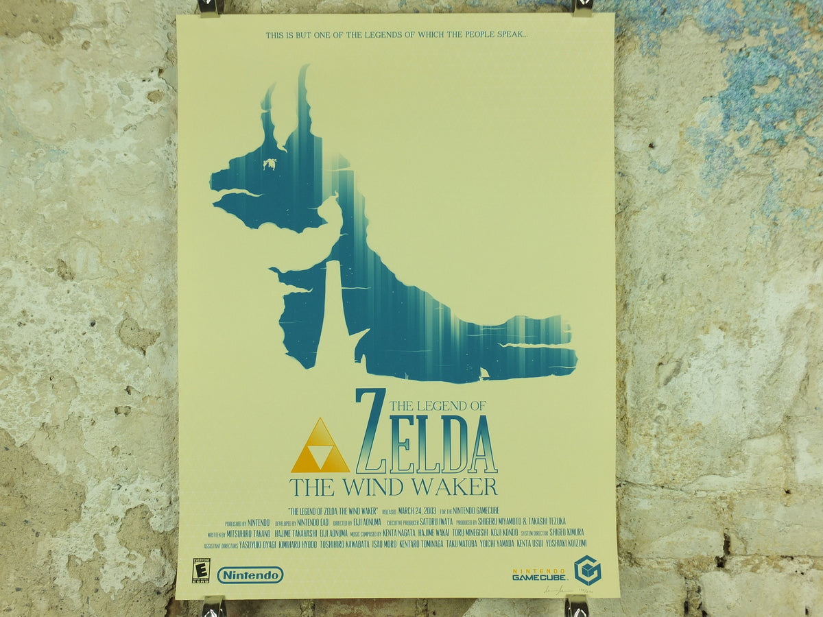 Vintage Windwaker Poster, Legend of Zelda, Signed Limited Edition by Marinko Milosevski, Nintendo, Movie Poster, wall art 1990s-2000s