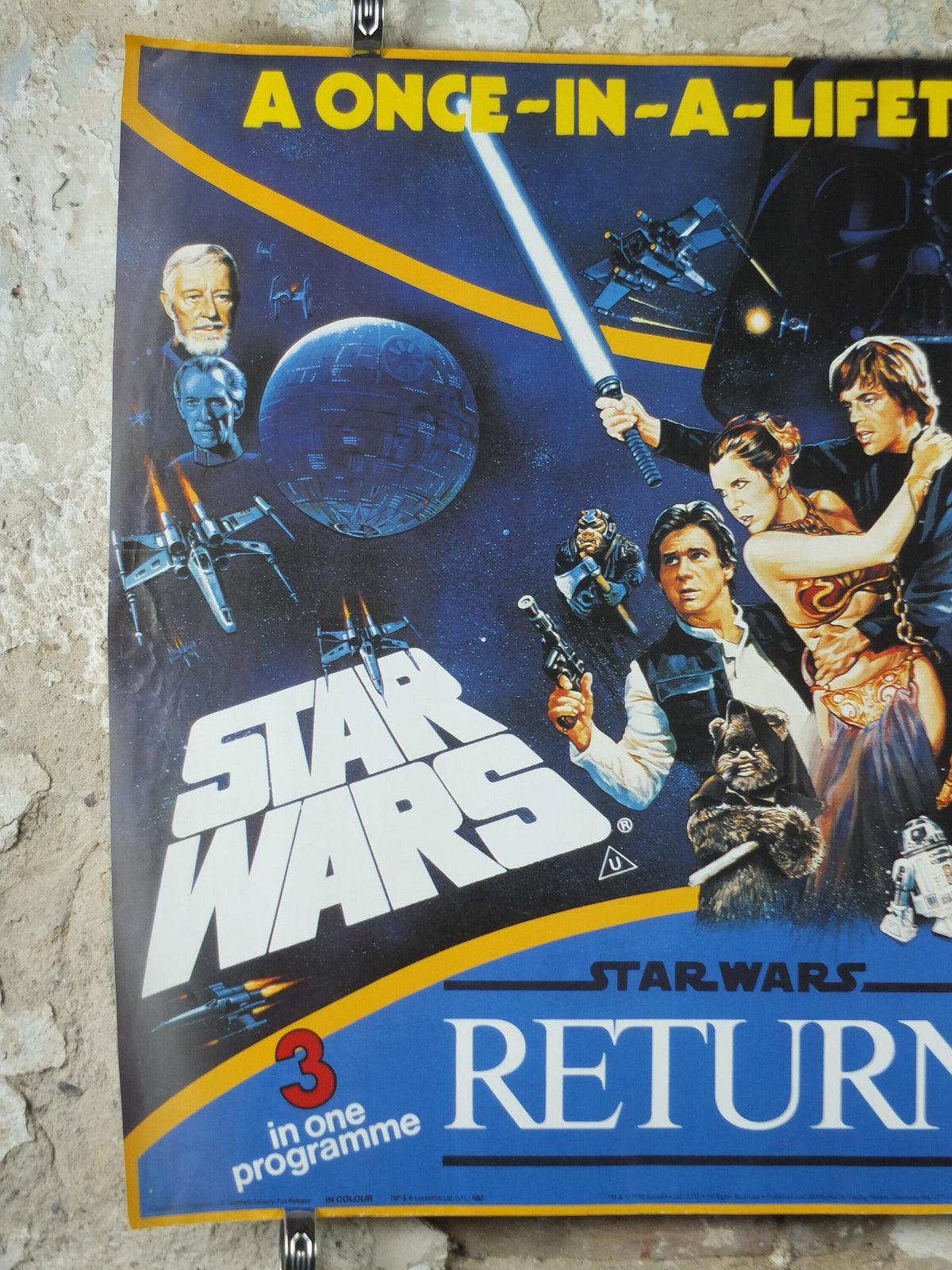 1993 Star Wars Trilogy Poster, by Zigzag Posters Germany, Return of the Jedi, Empire Strikes Back, wall art cinema film memorabilia