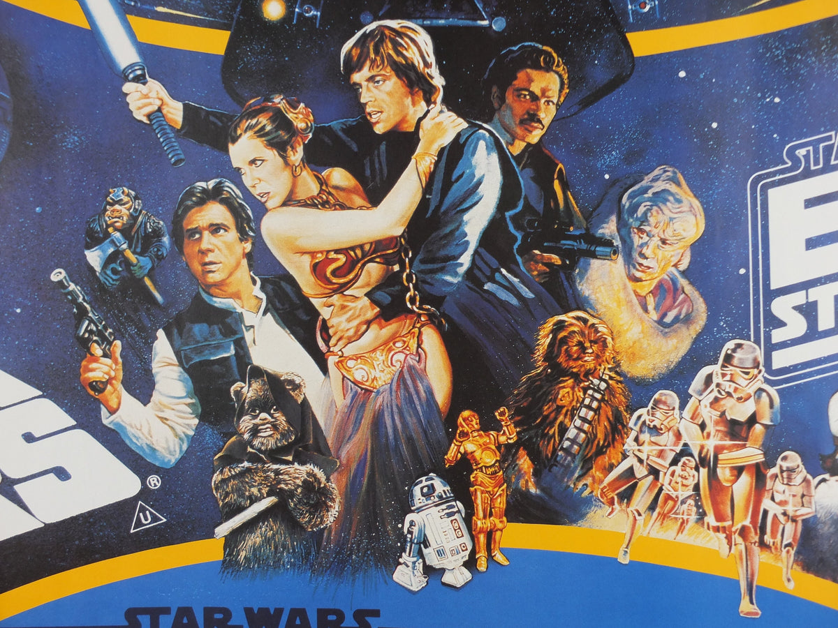 1993 Star Wars Trilogy Poster, by Zigzag Posters Germany, Return of the Jedi, Empire Strikes Back, wall art cinema film memorabilia