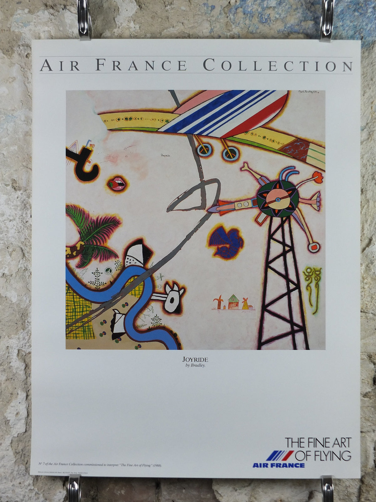 1988 Air France Collection Poster, Joyride by Martin Bradley, Modernism, Commemorative Edition, Aviation, tourism vacation wall art