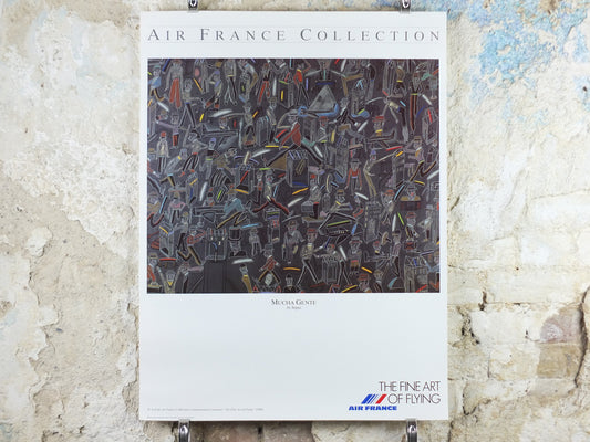 1988 Air France Collection Poster, Mucha Gente by Antonio Segui, Modernism, Commemorative Edition, Aviation, tourism vacation wall art