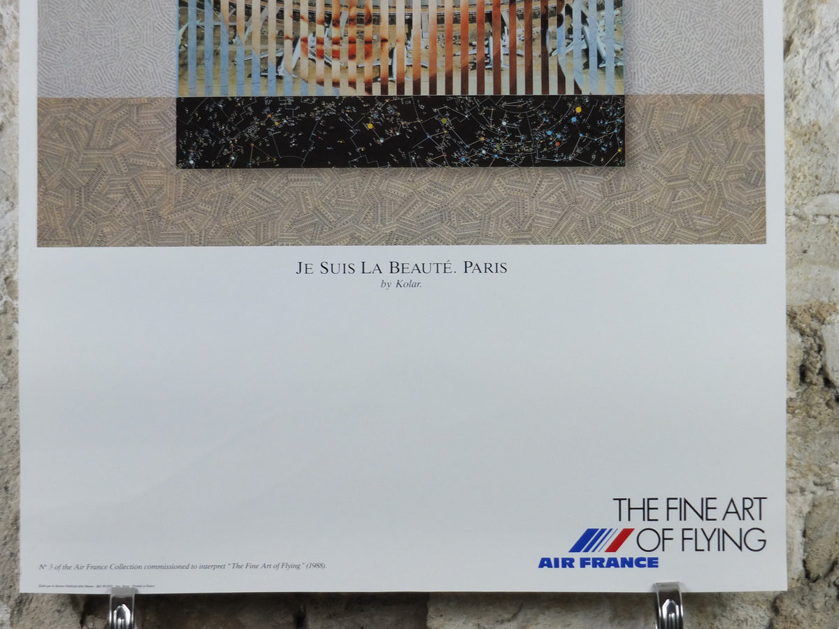 1988 Air France Collection Poster, Je suis la beaute. Paris by Kolar, Modernism, Commemorative Edition, Aviation, tourism vacation wall art