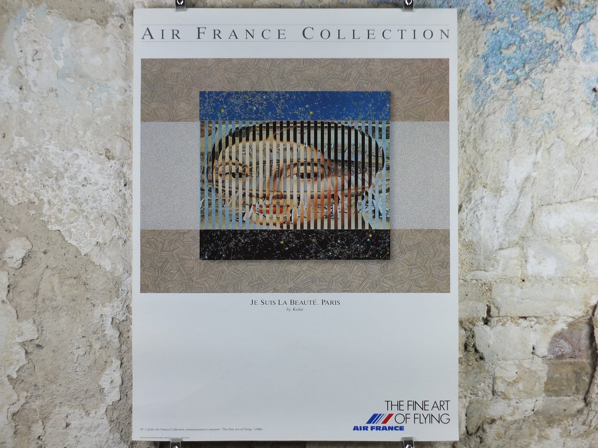 1988 Air France Collection Poster, Je suis la beaute. Paris by Kolar, Modernism, Commemorative Edition, Aviation, tourism vacation wall art