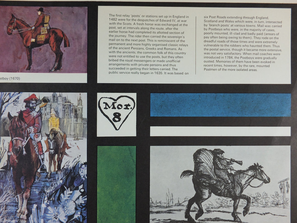 1966 History of Mail Transport Poster, Horses, GPO, General Post Office, by Michael Heslop, Royal Mail, SPWDC3, decor wall art