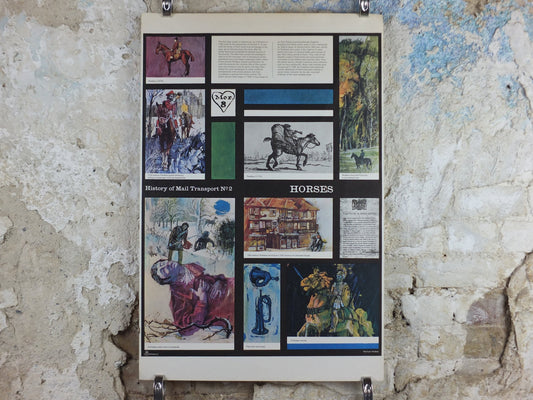 1966 History of Mail Transport Poster, Horses, GPO, General Post Office, by Michael Heslop, Royal Mail, SPWDC3, decor wall art