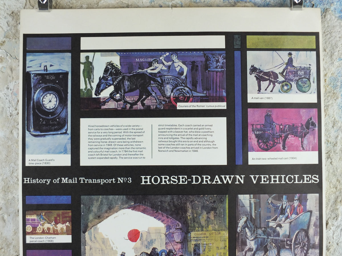 1966 History of Mail Transport Poster, Horse drawn vehicles, GPO, General Post Office, by Michael Heslop, Royal Mail, SPWDC3, decor wall art