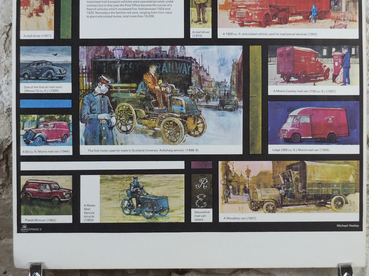 1966 History of Mail Transport Poster, Motors and Vehicles, GPO, General Post Office, by Michael Heslop, Royal Mail, SPWDC3, decor wall art