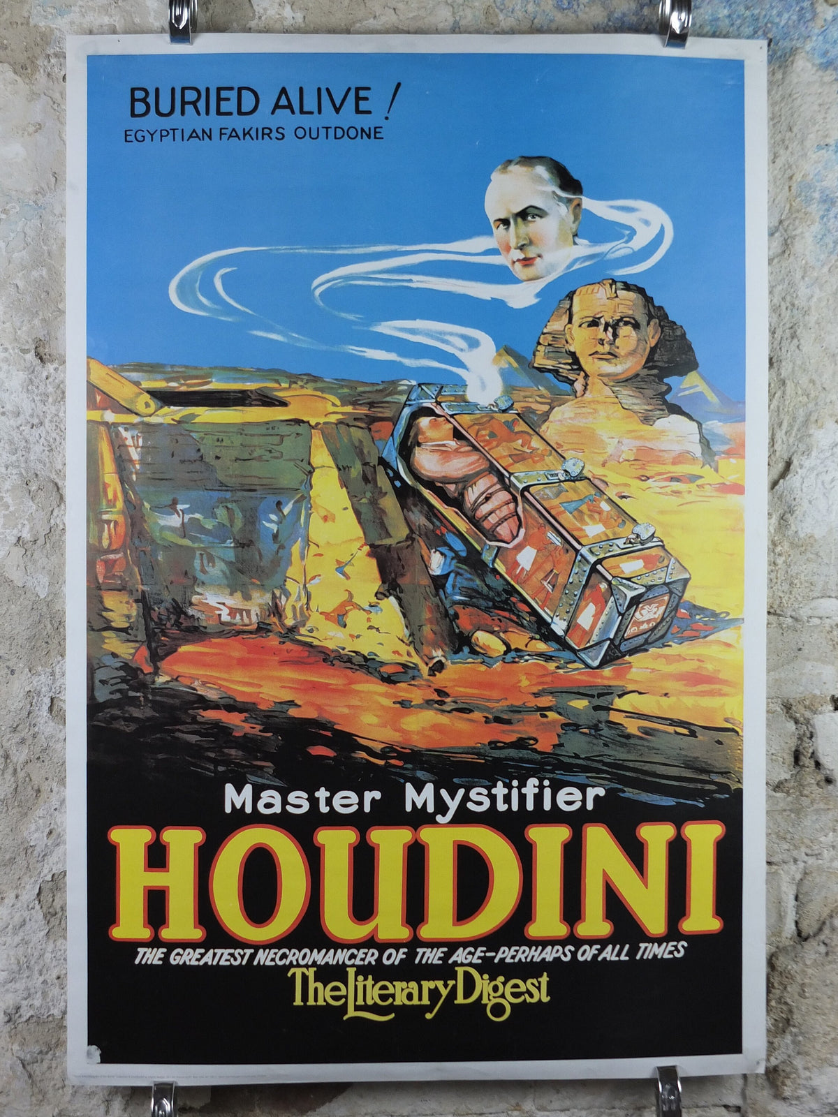 Harry Houdini Poster, Master Mystifier, Buried Alive! Escape Artist, The Greated Necromancer of all Time, The Literary Digest, wall art
