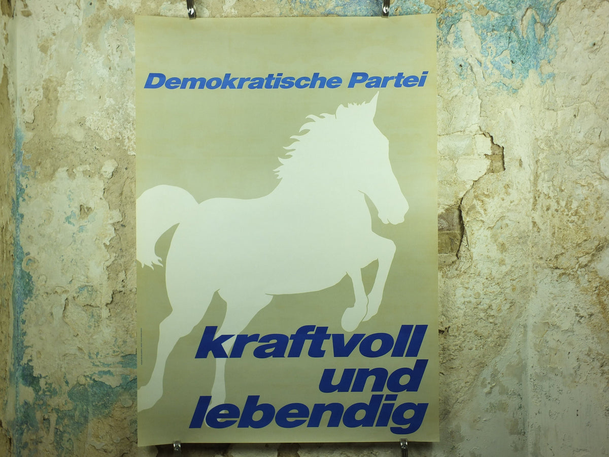 Vintage Democratic Political Poster, jumping horse, powerful and energetic, 1966 political campaign poster, wall art retro 1960s