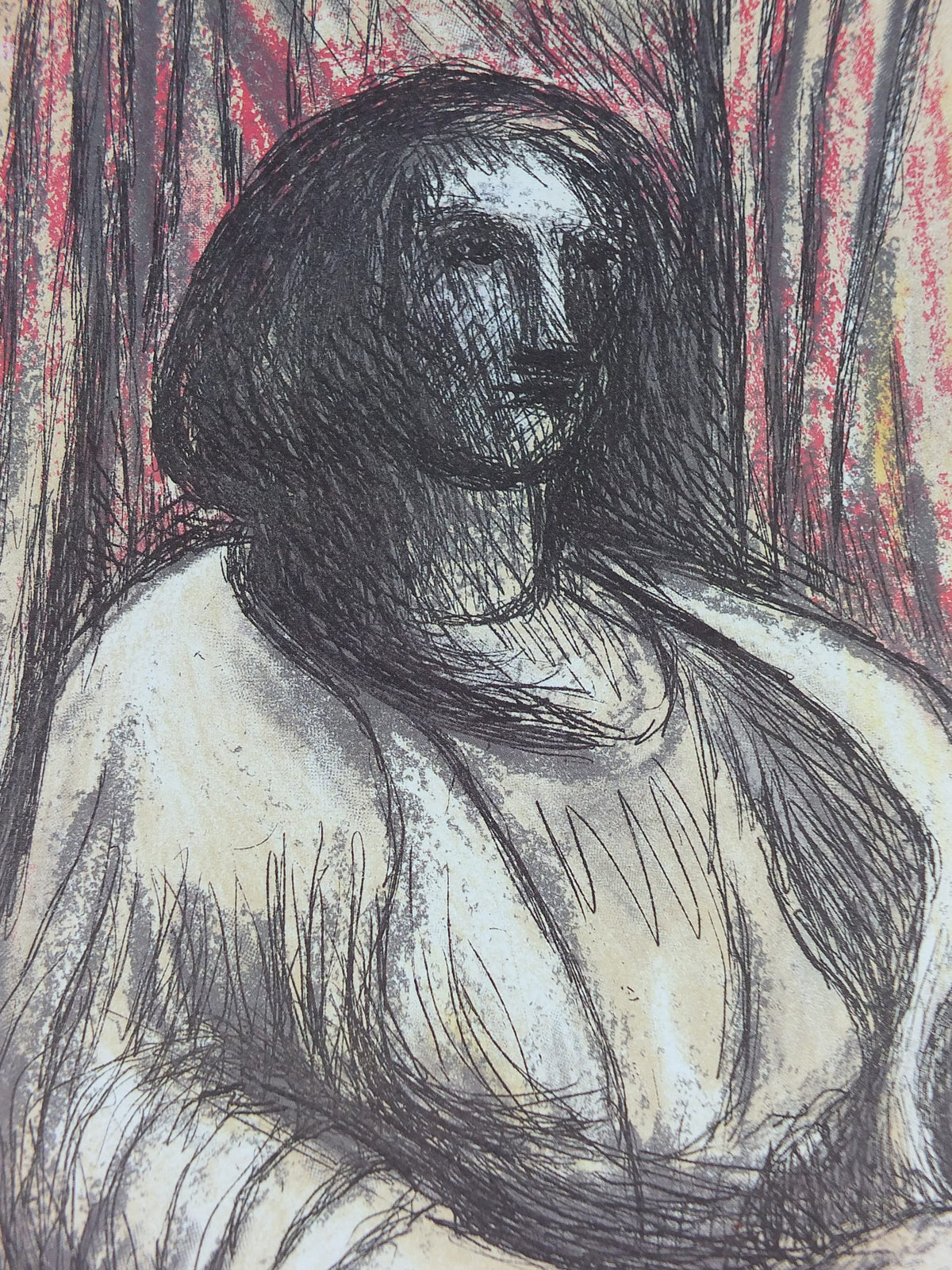 1986 Henry Moore Poster, Mother and Child, amazing condition, bronze sculpture, modernism, gallery exhibition wall art 1980s