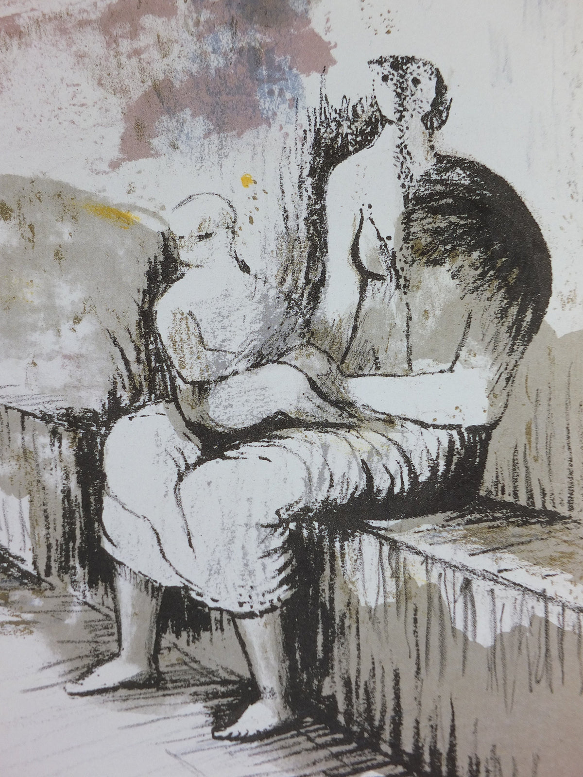 1987 Henry Moore Poster, Mother and Child, bronze sculpture, modernism, gallery exhibition wall art 1980s