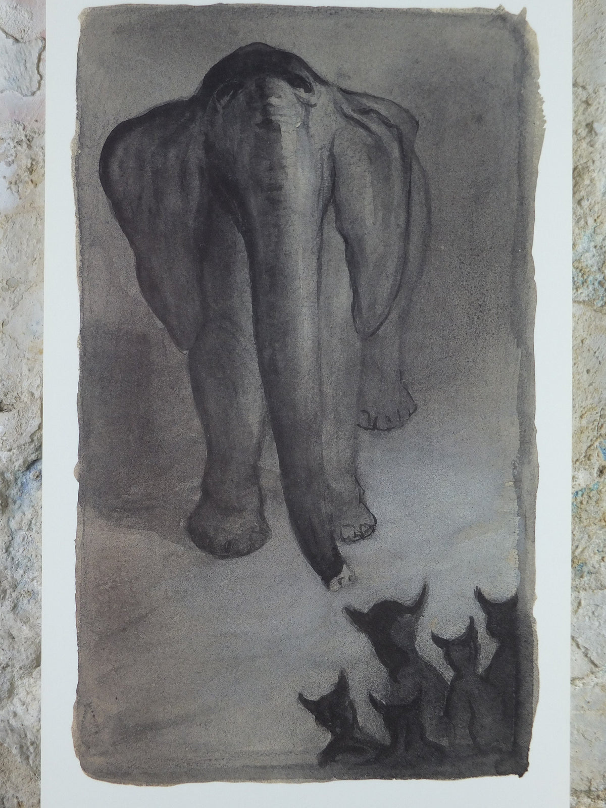 1986 Alfred Kubin Poster, The Elephant, amazing condition, Surrealism, Expressionism, gallery exhibition wall art 1980s