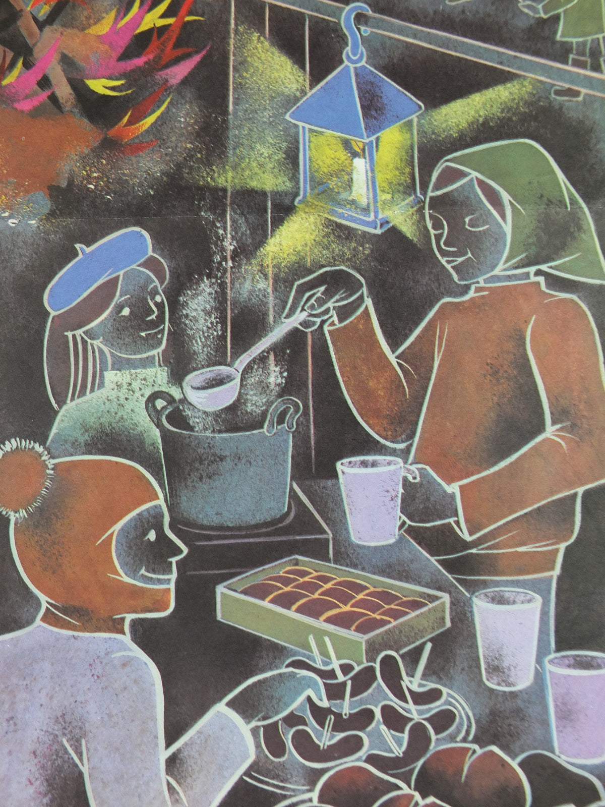 1971 Child Education Bonfire Night Poster, fireworks, sparklers, Guy Fawkes, bonfire, leaf burning, mid century print, wall art
