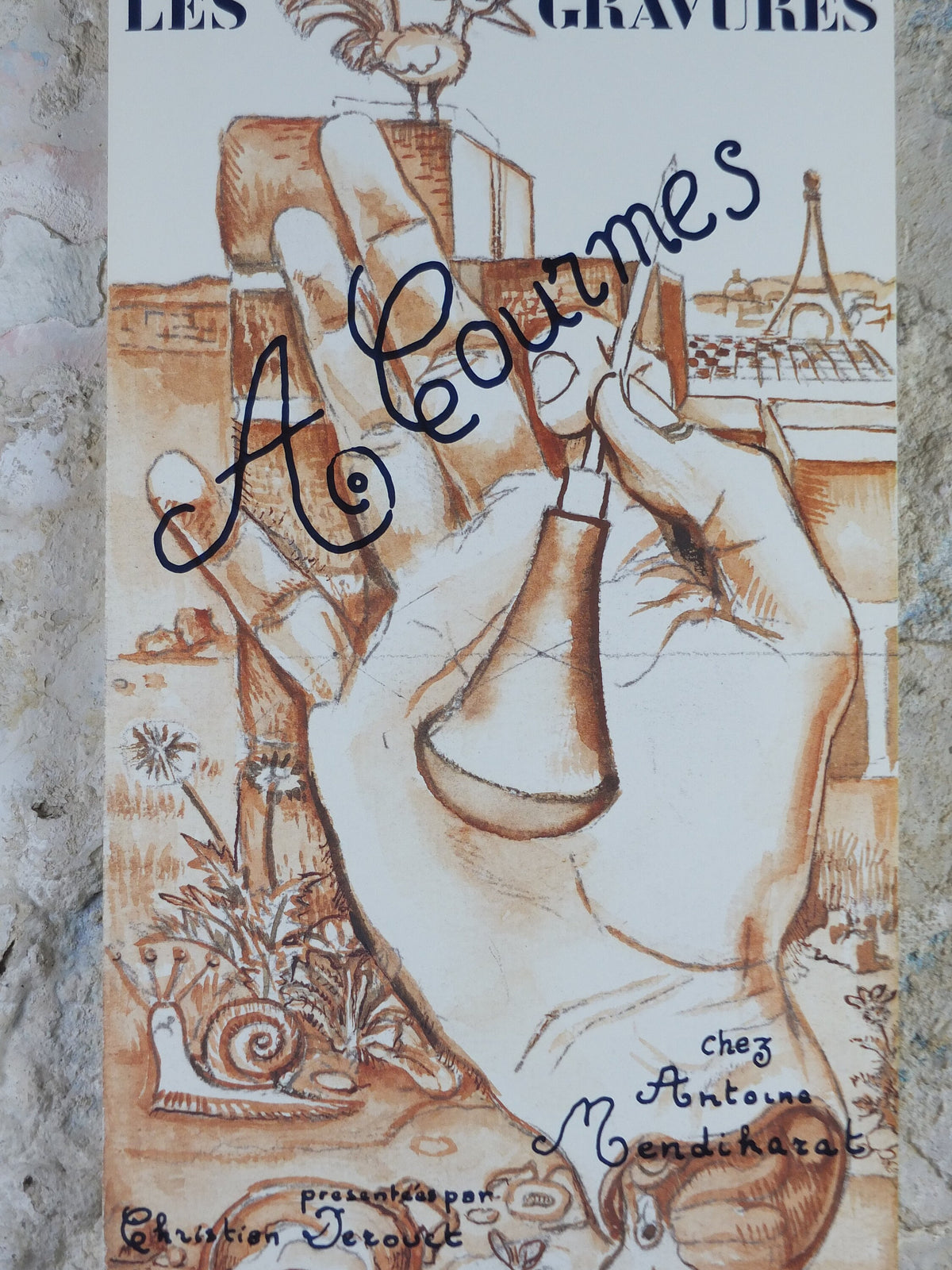 1986 Alfred Courmes Poster, The Engravers, amazing condition, Surrealism, Expressionism, gallery exhibition wall art 1980s