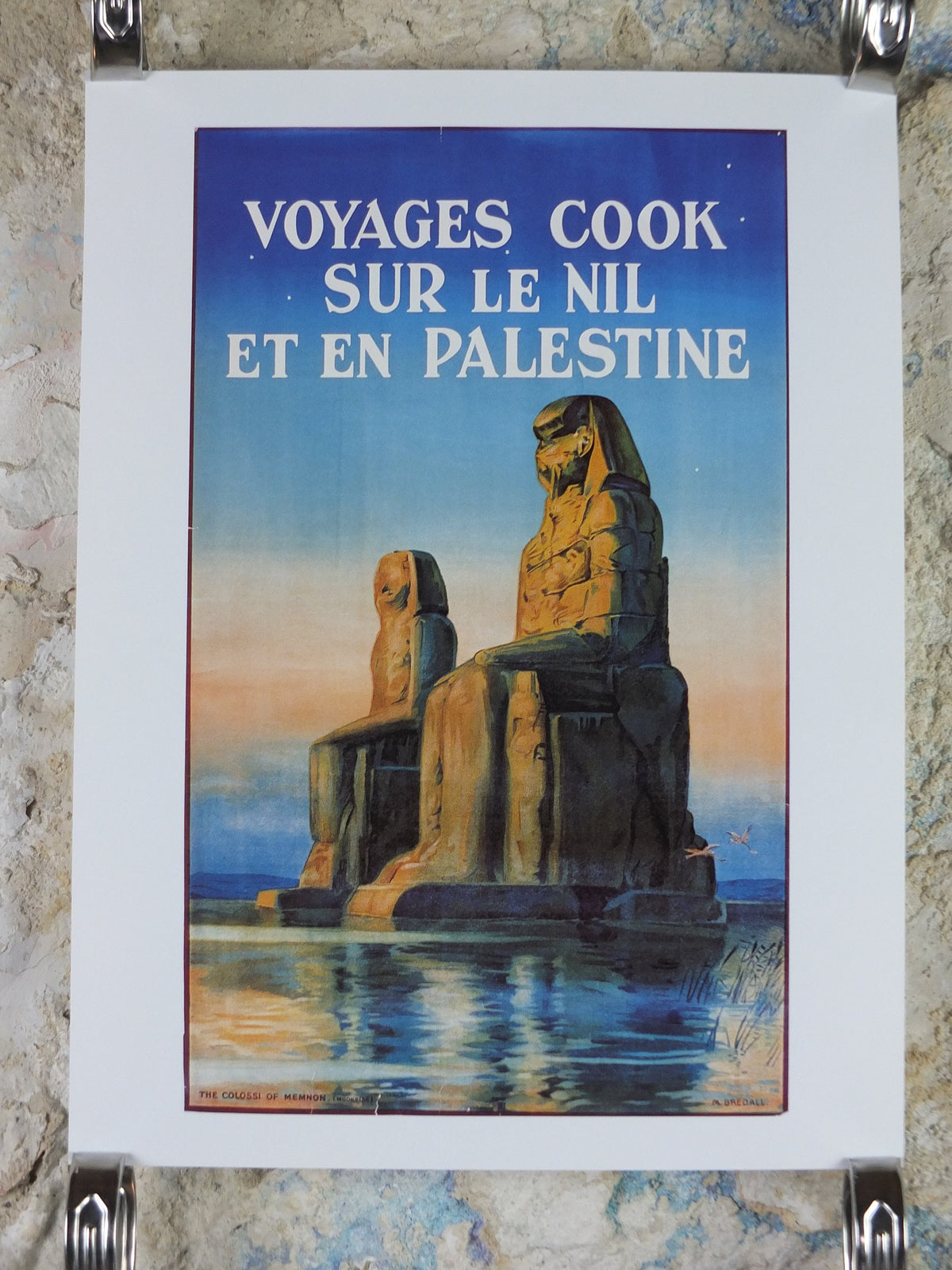 Egypt Colossi of Memnon Travel Poster, River Nile, Excursions in the Orient, Reprint, travel and tourism advertising, wall art decor 1990s