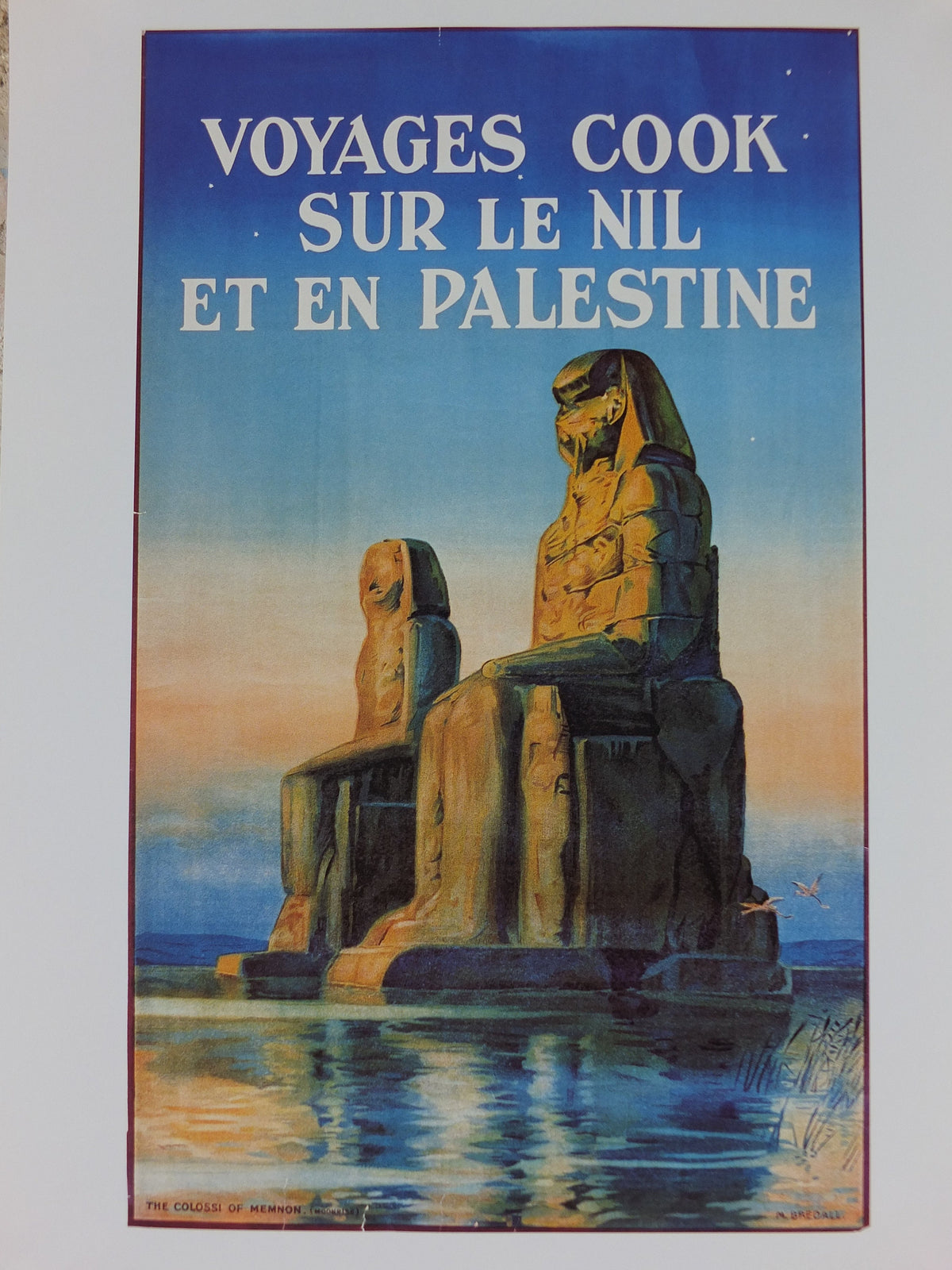 Egypt Colossi of Memnon Travel Poster, River Nile, Excursions in the Orient, Reprint, travel and tourism advertising, wall art decor 1990s